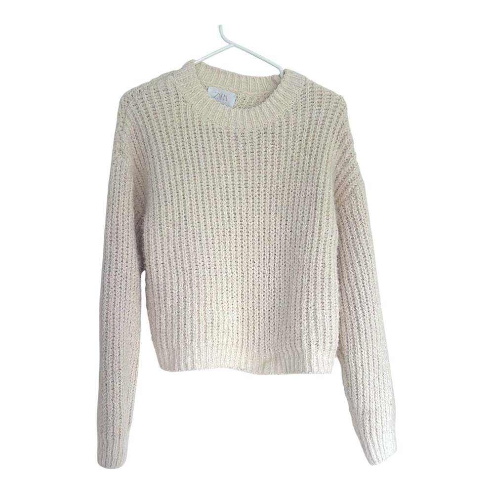 Zara Girls Cream Chunky Ribbed Knit Crew Neck Sweater Size 13-14